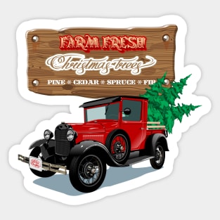 Farm Fresh Christmas Trees retro poster Sticker